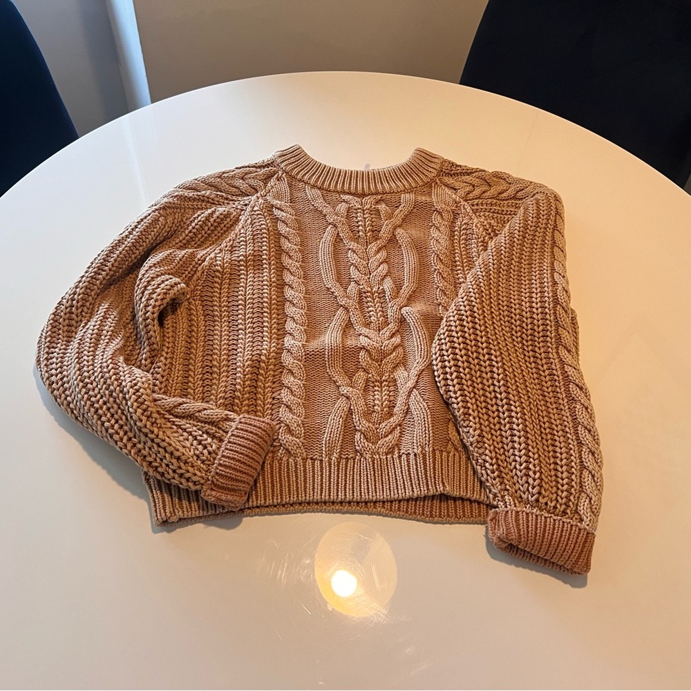 Free People Frankie Cable Knit Tan Sweater